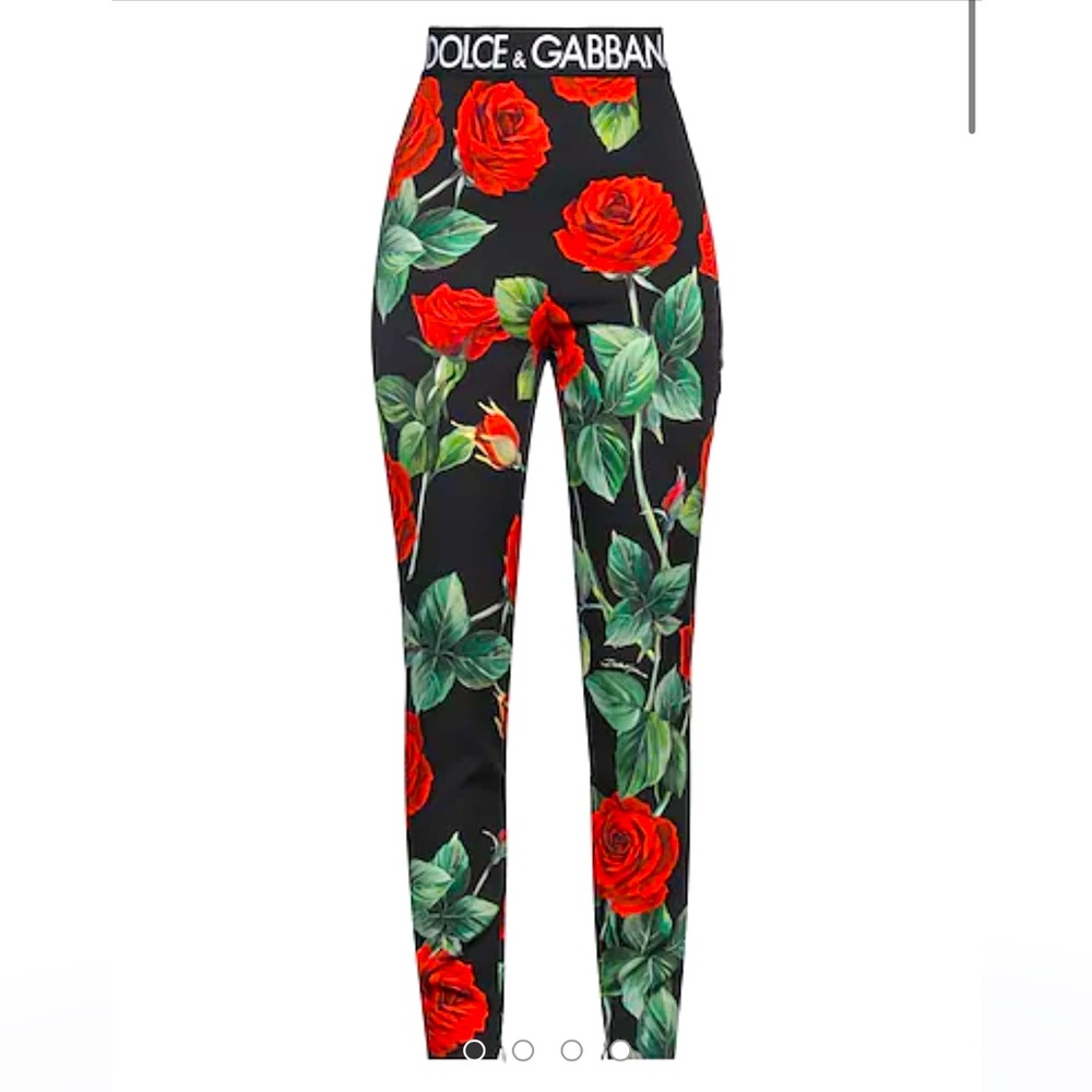 D&G rose-print charmeuse leggings